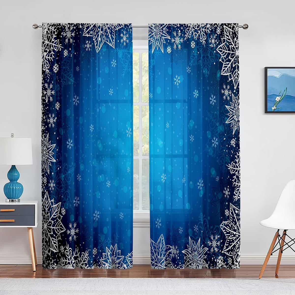 Снежинка Рождественская красная прозрачная занавеска для украшения гостиной Современная — фото 8