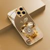 Luxury Crystal For Apple Pattern Metallic Paint Glass Phone Case For iPhone 17 16 15 14 13 12 11 Pro Max 14 Plus 17Air 16E Cover