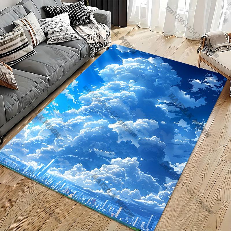 Towering clouds above city carpet Yoga living room room decor children's crawling mat doormat area rug games mat