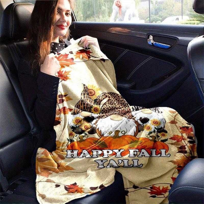 1pc Christmas Dwarf Printing Lightweight Flannel Blanket, Comfortable and Warm Blanket, for Camping Sofa Bed and Couch Office, Gift Blankets in All