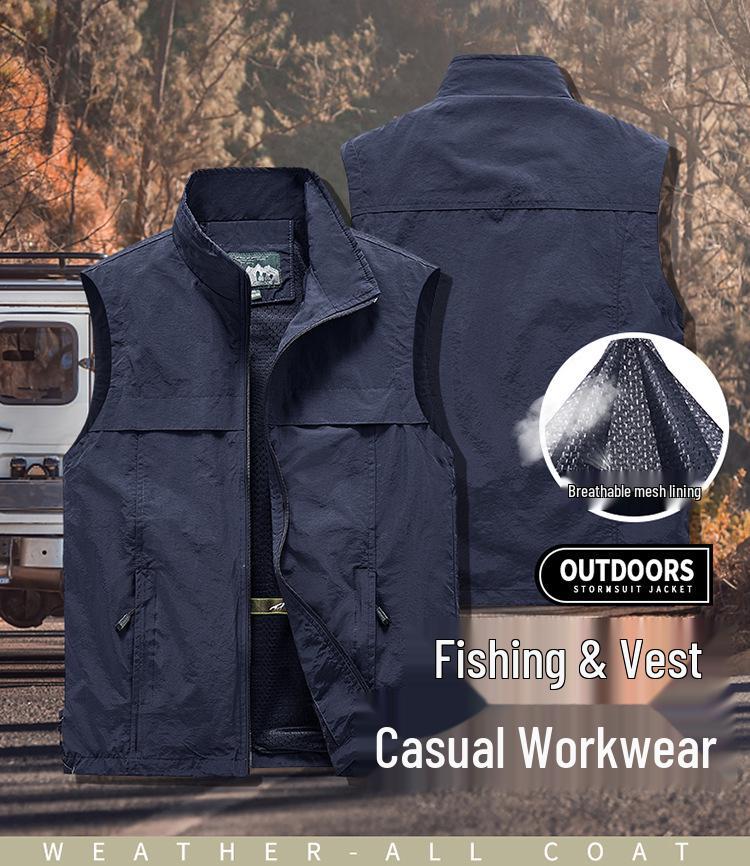 Men's Spring/Autumn Outdoor Photography Fishing Vest - Lightweight, Casual, Middle-Aged Workwear