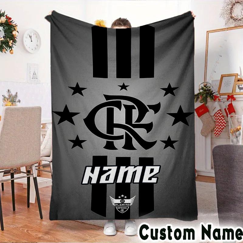 Custom Name Spirit Flamengo Throws Blanket Flannel Blankets for Couch Bed Gifts for Men Women Picnic Blanket Christmas Fan Gifts