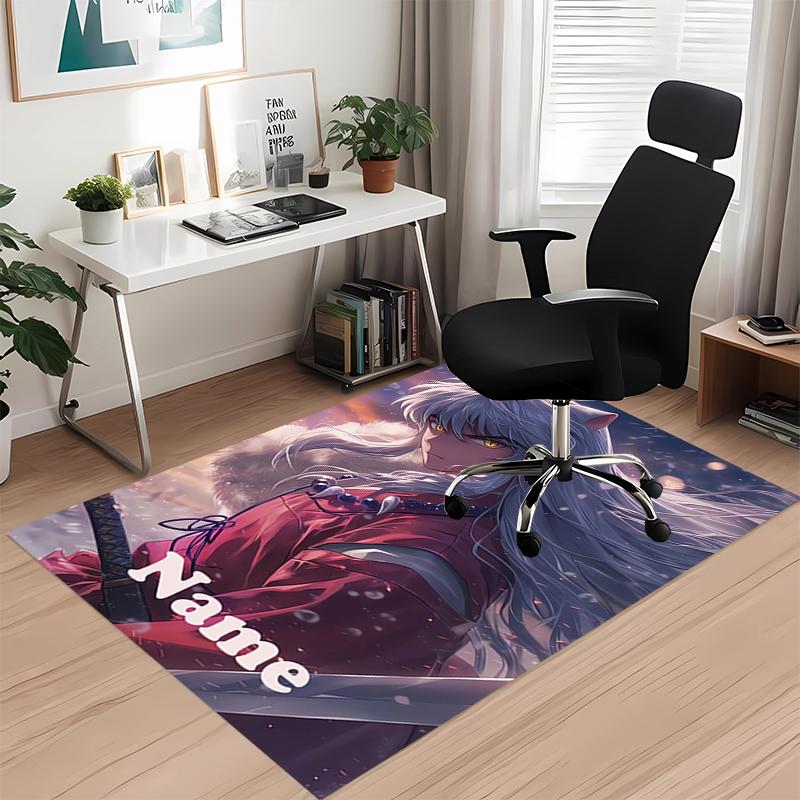 Custom Name Inuyasha Printed Carpet, for Office Chair Living Room Bedroom Kitchen Room Decor Gifts.