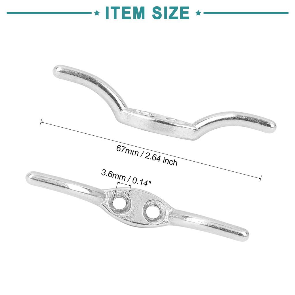 ACROPIX Rope Boat Deck Flag Pole Cleat Hooks 316 Stainless Steel with 4 Mounting Screws 51mm Silver Tone 2pcs