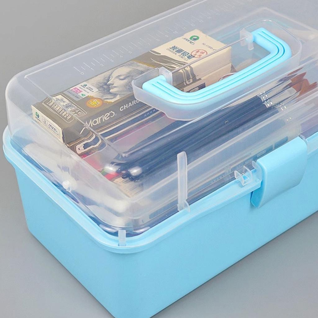 3 Layers Storage Box Multipurpose Organizer with Handle Storage Case Dust-Proof Storage Organizer Tool Box for Paints