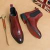 New Red Sole Men Chelsea Boots Rivet Square Toe Flock Slip-On Business  Men Short Boots  Botas De Hombre Men Boots