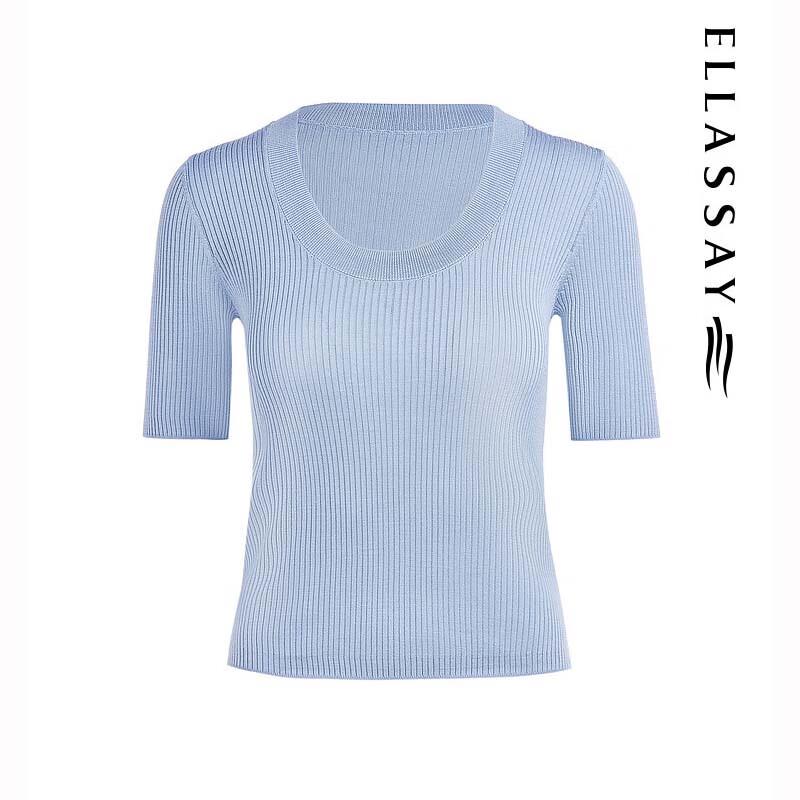 ELLASSAY Women's Minimalist Short-Sleeve Knit Top EWE342M05800