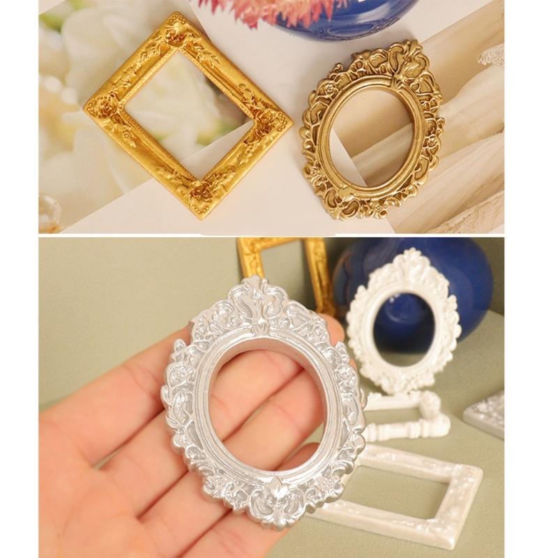 Mini Gold Picture Frame Victorian Small Resin Antique Photo Frame Tiny Baroques Ornate Frame Without Glass or Backing