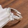 PANJBJ   CopperBowknot Ring for Women Love Heart Minimalism Sweet Romantic Adjustable Jewelry Gift Dropshipping