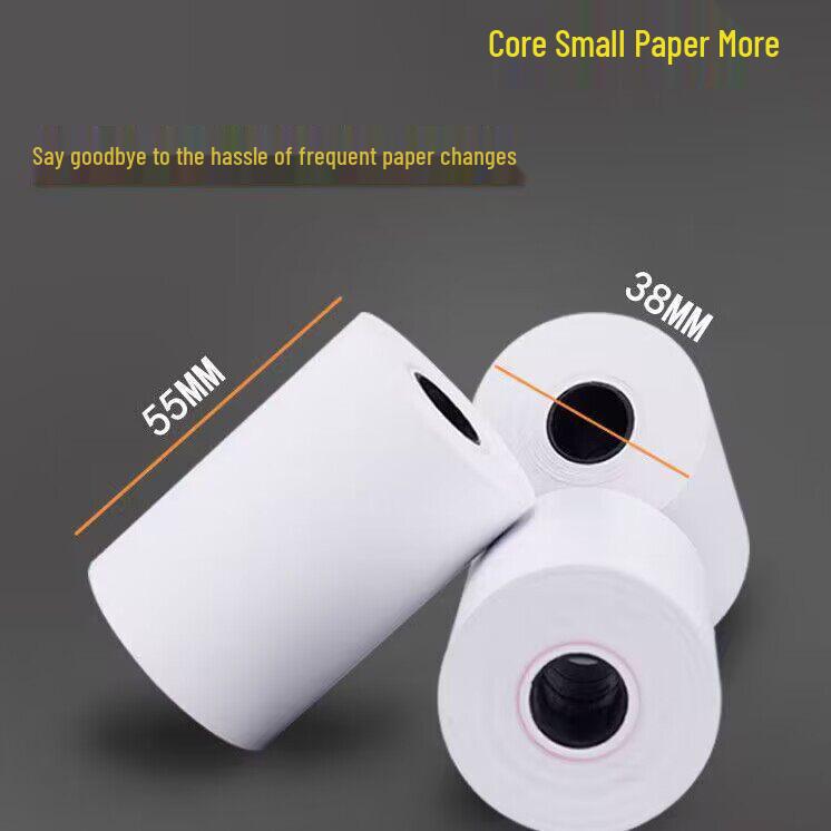 55mm Thermal Cash Register Paper Roll for Receipts - 55x40mm for Supermarket/Takeaway Orders. 12 rolls