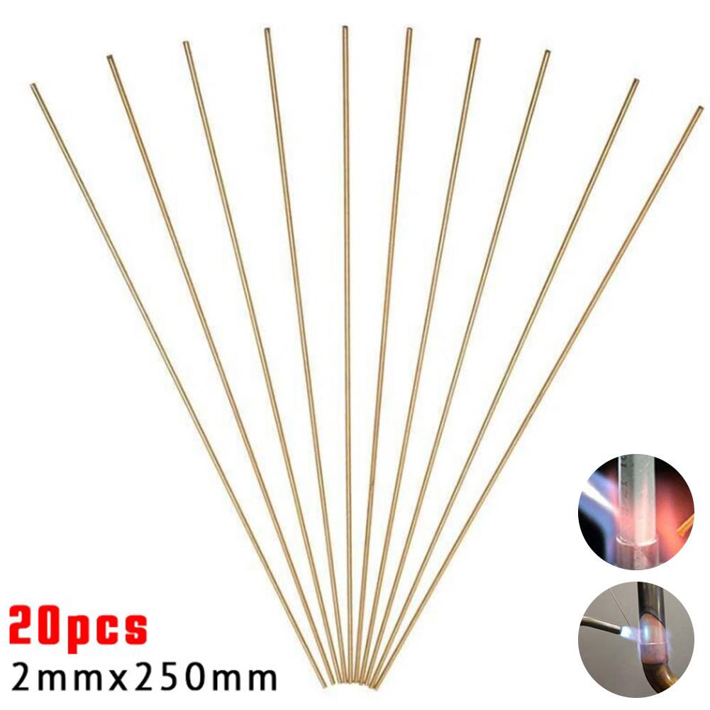 20Pcs Brass Welding Rod 2mmx250mm Low Temperature Phosphorus Copper Electrode Welding Wire Soldering Rod No-Need Solder Powder