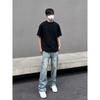 Autumn And Winter New American High Street Washed Light Colored Jeans For Men And Women Straight Leg Slightly Flared Loose Wide Leg Pants