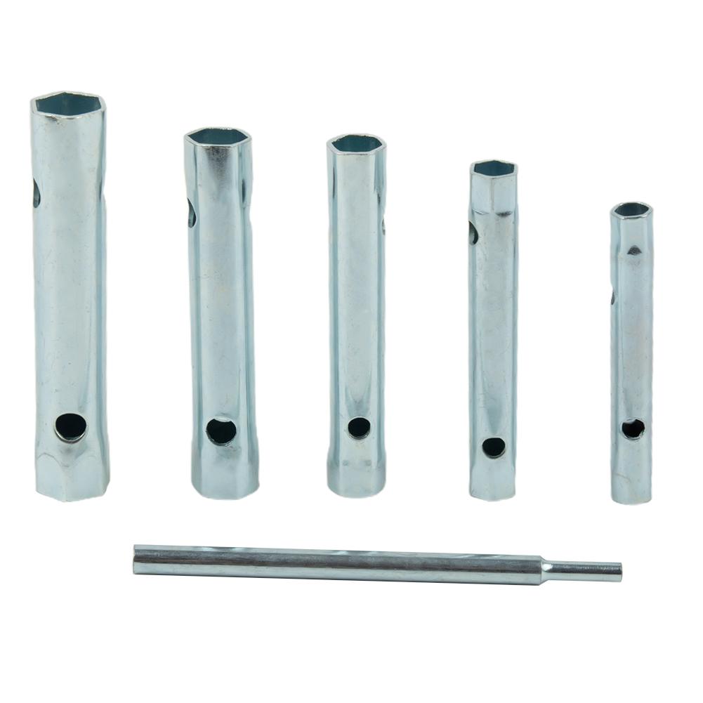 Tubular Box Wrench 6pcs/set 8-17mm Double Ended Highly Polished Silver Socket Spanner Steel For Automotive Repair