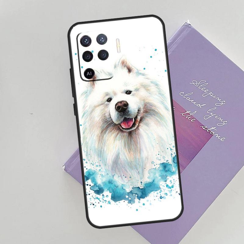 Cartoon Samoyed Dog Phone Case For Oppo A96 A76 A16 A74 A53 A54 A94 A15 A17 A52 A72 A57S A58 A78 A98 A79 Cover