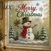Shopping Mall Christmas Stickers 2Pcs Wall Stickers, Snowy Cottage Tree Self Adhesive Decals, Waterproof PVC Window Clings Snow Scene Holiday