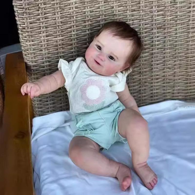 

20-дюймовая 50-см полностью силиконовая кукла-реборн для девочки Мэдди, очаровательная толстая кукла-новорожденная, которую можно положить в воду, 3D-окрашенная кожа с укоренившимися волосами, имитационные куклы full silicone girl