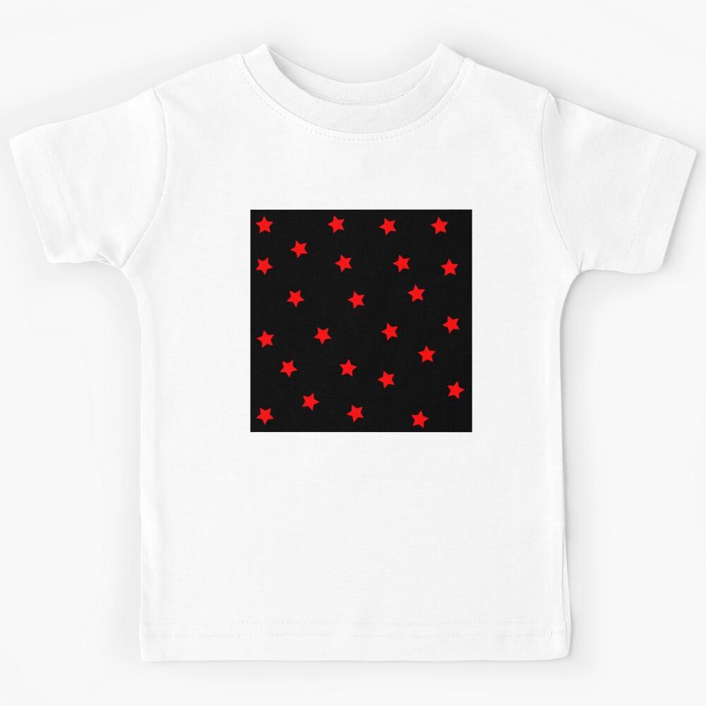Red Star Polka Dot Pattern on a Black Background Small Sized Repeating Pattern Kids T-Shirt 170