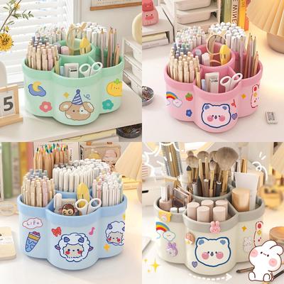 Drehbarer Schreibtisch-Organizer - Mehrfache Fächer für Schreibwaren, Make-up-Pinsel