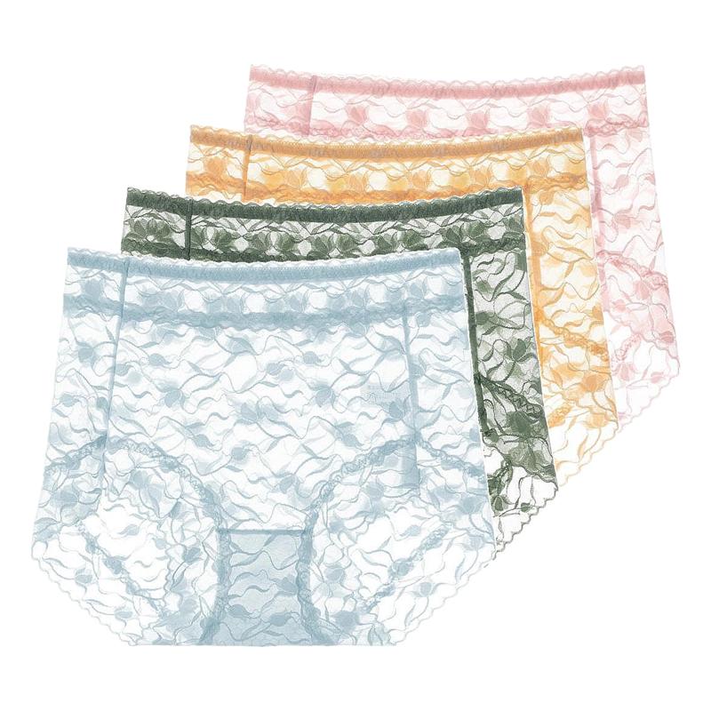 Lace High Waist Panties for Women Sheer Mesh Stretchy Briefs Sexy Comfortable Underwear Plus Size Lingerie