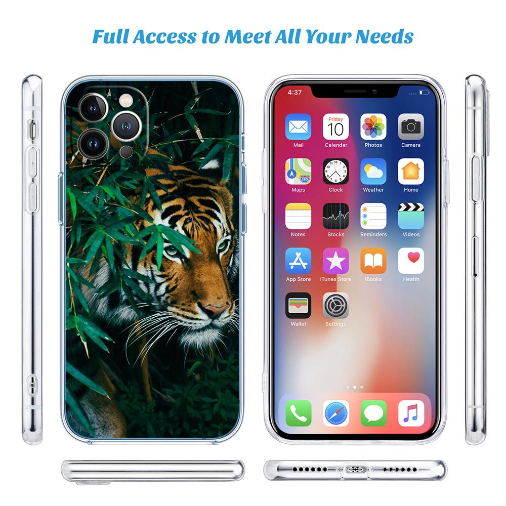 CJ7 Animal Tiger Soft Shell Transparent Phone Case for Samsung Galaxy A04 A04S A14 A23 A34 A54 M23 M33 M52 M53