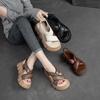 Fashion 5.5CM Fashion Wedges Platform Summer Sandals Women Casual Open Toe Shoes Cross Genuine Leather Roman Style Back Strap Sandals