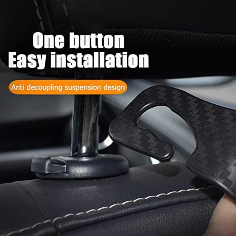 Carbon Fiber Car Seat Back Headrest Hanger Hook Universal Car Vehicle Back Seat Storage Organizers Auto Interior Accessories
