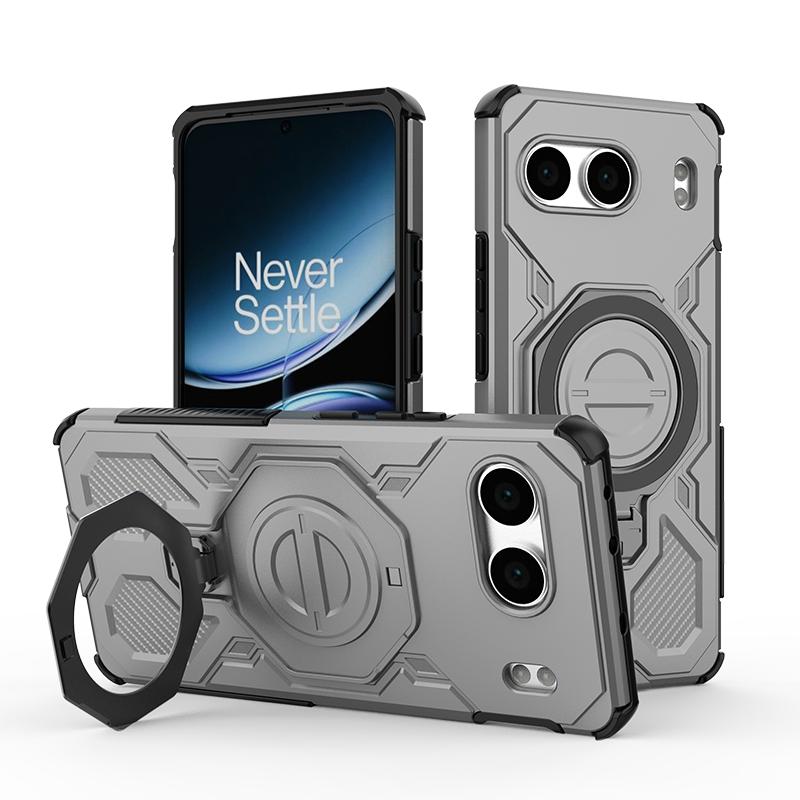 KEYSION Shockproof Magnetic Case for OnePlus Nord 4 5G Upright Live Metal Ring Stand Phone Back Cover for One Plus 1+ Nord 4 5G