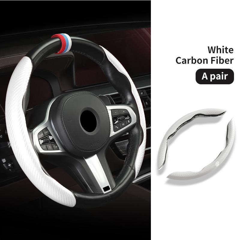 WET1 For Volkswagen VW Carbon Fiber Steering Wheel Trim Non Slip Durable Split Wheel Protector Passat Golf 4 5 6 Tiguan Polo Scirocco