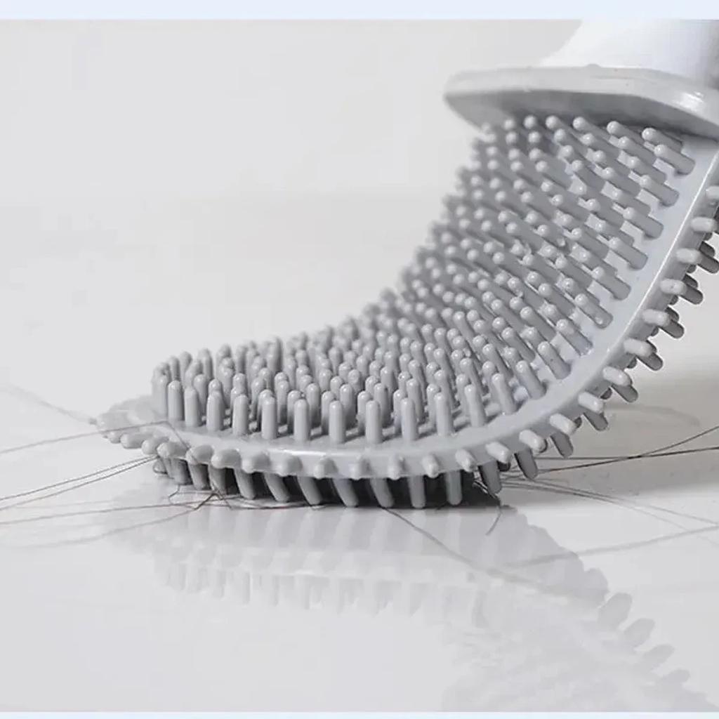 A Set of Silicone Toilet Cleaning Brush, Wall Mounted Toilet Cleaner, Broom, Modern Bathroom Kit,and Beauty Bathroom Accessories