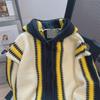 Unisex Oversized Hooded Striped Sweater for Autumn/Winter