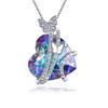 Exquisite Fashion Creative Multicolor Heart Shape Crystal Necklace Colorful Rhinestone Butterfly Ladies Banquet Jewelry Couple