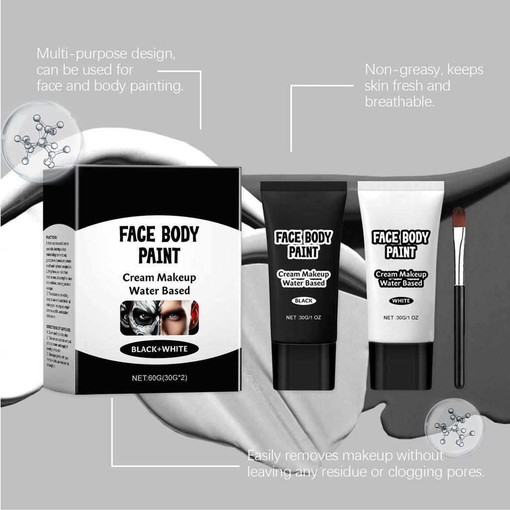 Halloween Blacks And Whites Foundation Make-Up Paint Cream Easy To Cover Skin Color Clown Makeup Effect Foundation Make-Up Paint Cream