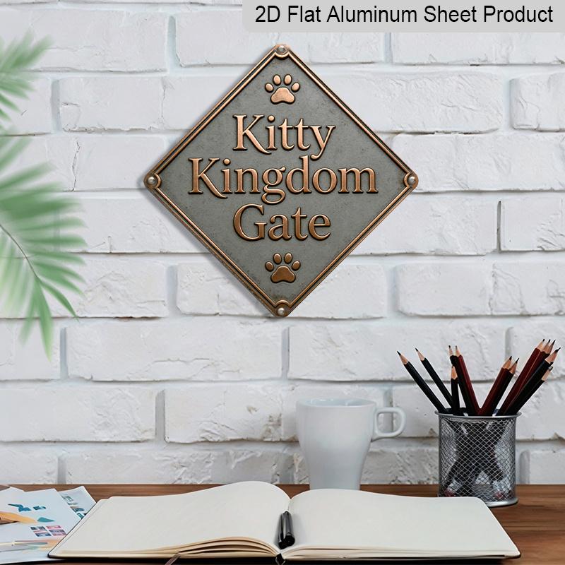 2D Flat, 1pc Cat Kingdom Themed Vintage Metal Wall Sign - Retro Feline Decor with Irregular Cat-Shaped Cutouts Suitable for Entryway, Living Room