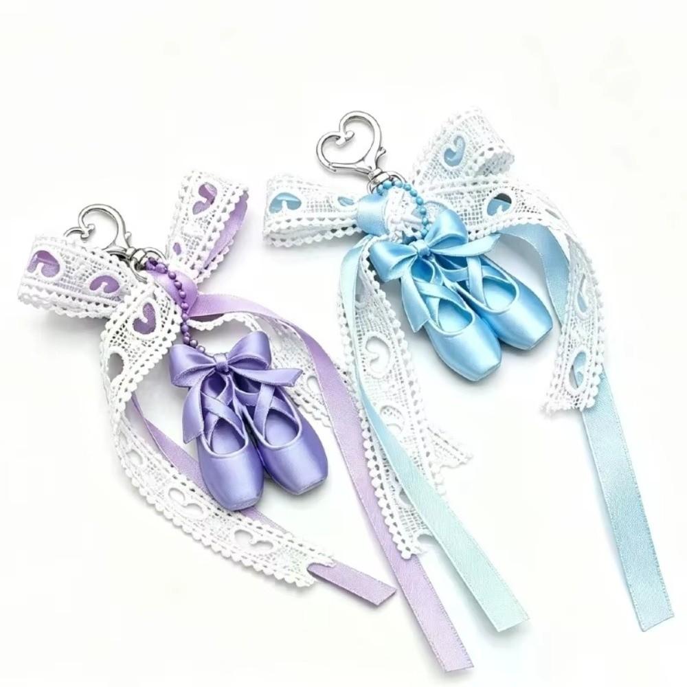 lace bowknot Ballet Shoes Keychain Backpack Decor Ballet Shoes Bow Keychain  Women