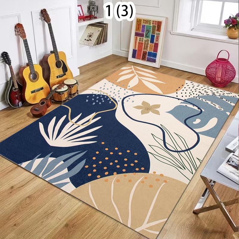 Nordic Fluffy Soft Bedroom Carpet Tropical Plants Kids Room Bedside Rug Non-Slip Floor Mat Living Room Decoration Long Area Rug