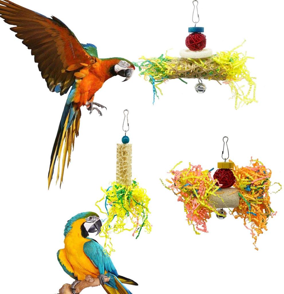 5 Pack Bird Foraging Toys Parrot Shredder Rattan Balls Toy Hanging for Cage