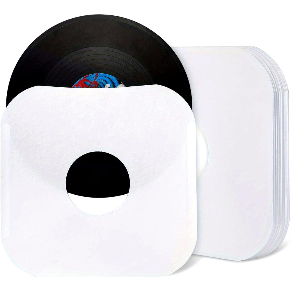White Kraft Paper Vinyl Record Protective Covers - LP Record Jackets 12inch with Round Corner for Storage