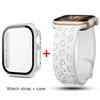 Glass+Case+Strap for Apple Watch Band 45mm 44mm 41mm 40mm Engraved Leopard belt for Apple IWatch Series 10 8 7 6 SE 5 46mm 42mm