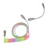 Gaming Keyboard Cable Gradient Color RGB Luminous Custom Mechanical Keyboard Retractable USB C Coiled Spring Cable Type