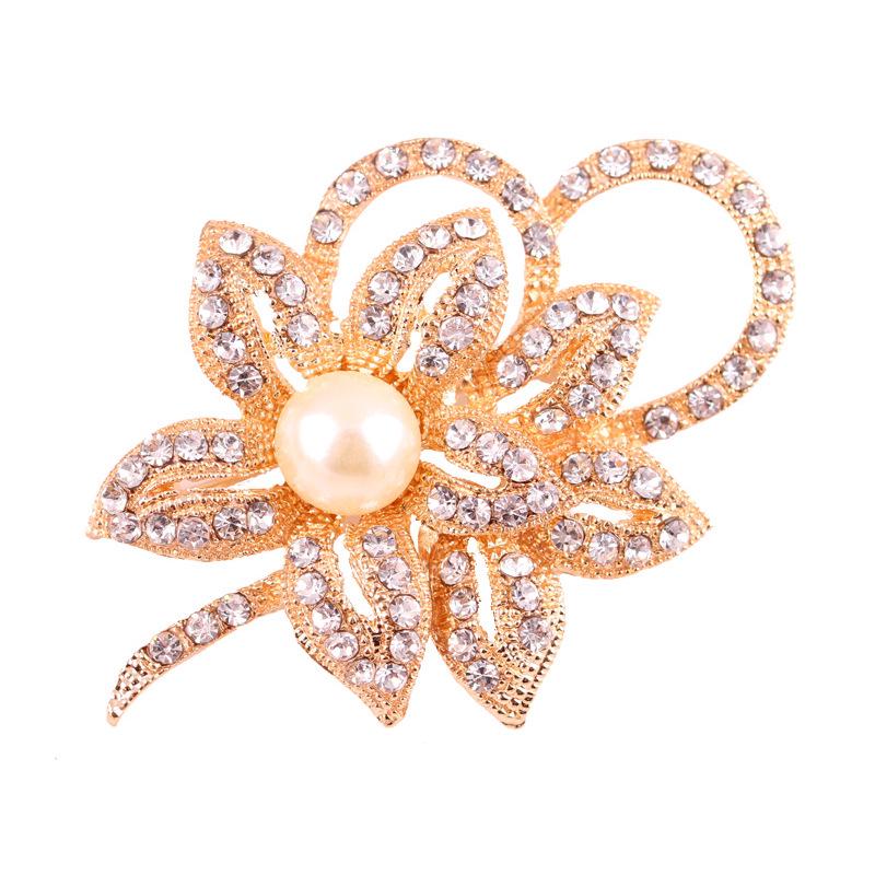 Lanhao Hot-Selling Pearl Swan Rhinestone Flower Brooch - Japanese & Korean Fashion Accessories for Women