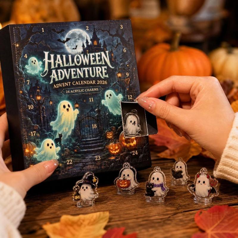 Halloween 2026 Advent Calendar Surprise Gift 24 Days Spooky Acrylic Ornaments Desktop Home Decor