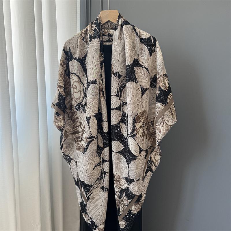 

Модные большие квадратные роскошные вискозные шали и накидки с цветочным принтом, пляжная накидка, пашмина, палантин, буфандас, мусульманский шаль, 135*135 см