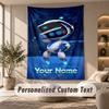 Astro Bot Wandteppich, Personalisierter Wunschtext, Wandbehang für Wohnzimmer Heimwanddekoration