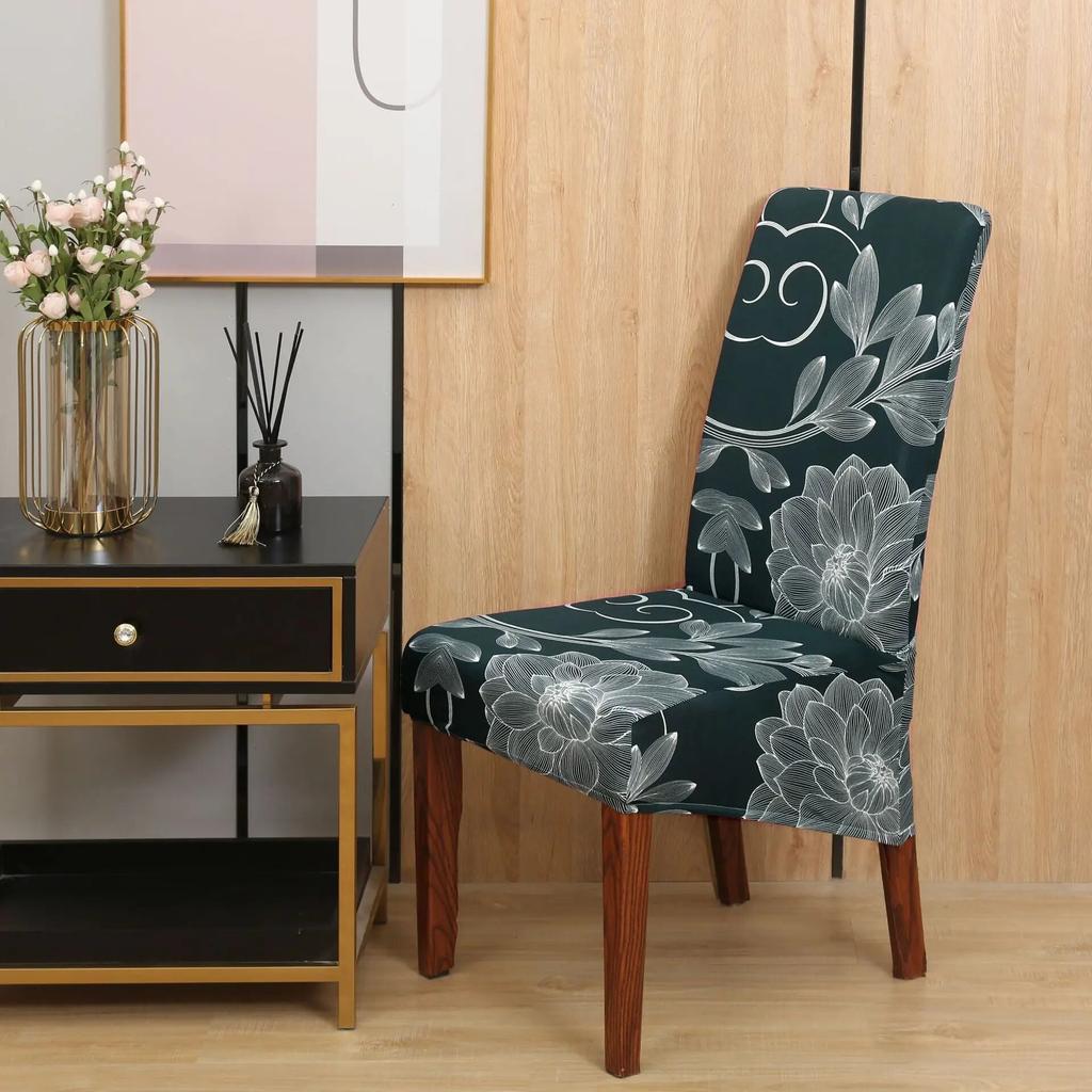 Printed King Back Chair Cover Stretch Large XL Size Chair Covers for Dining Room Home Hotel Banquet Decor Long Seat Protectors