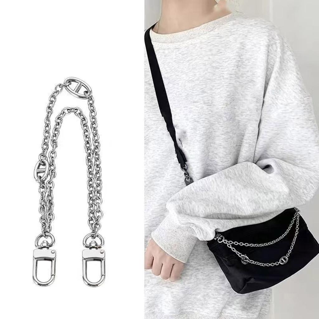 Double Layers Bag Chain Metal Bag Strap with Buckles Retro Purse Chain Charms for Shoulder Crossbody Bag Decoration