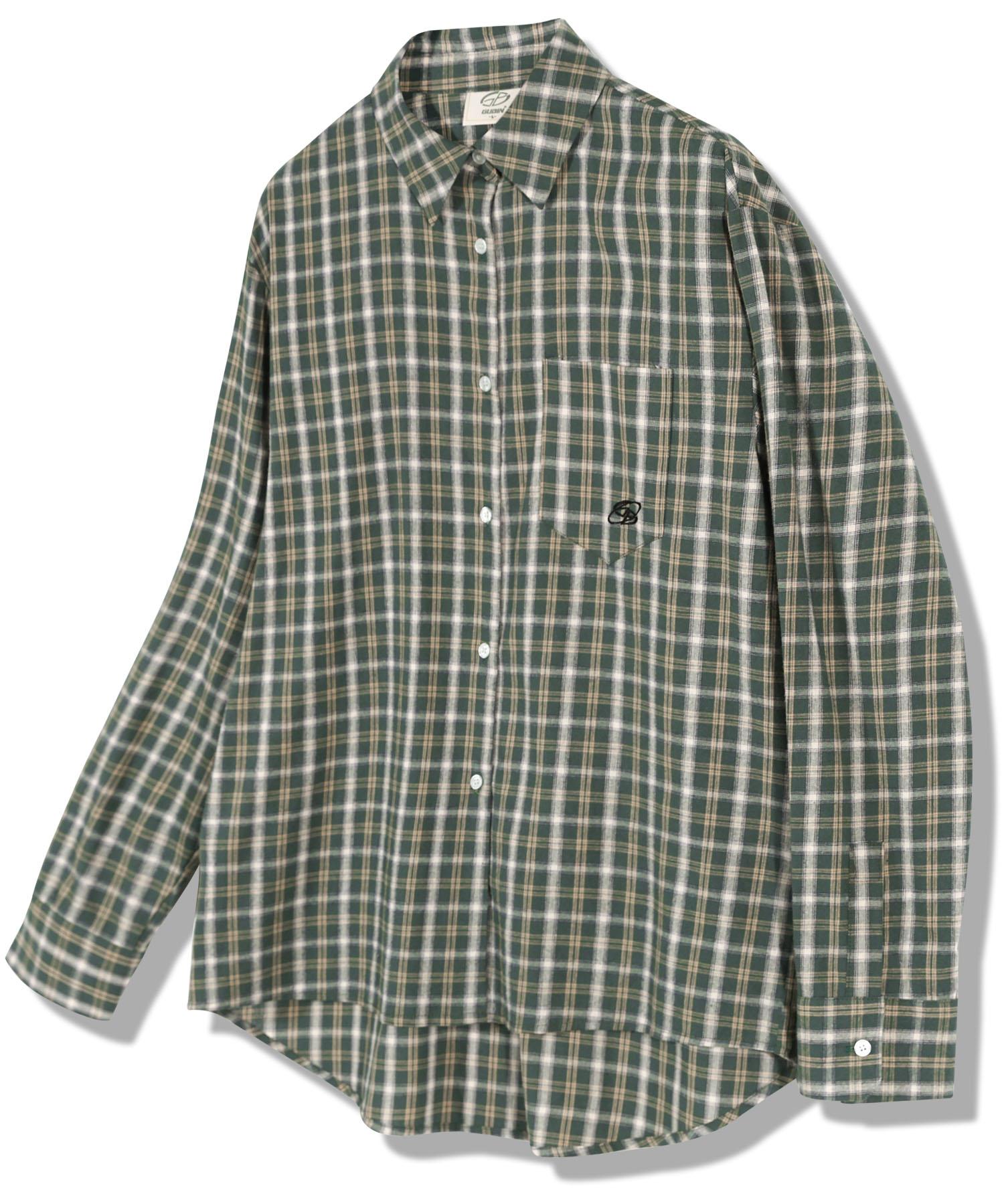 Goobin Logo Point Check Shirt - Green Green/M