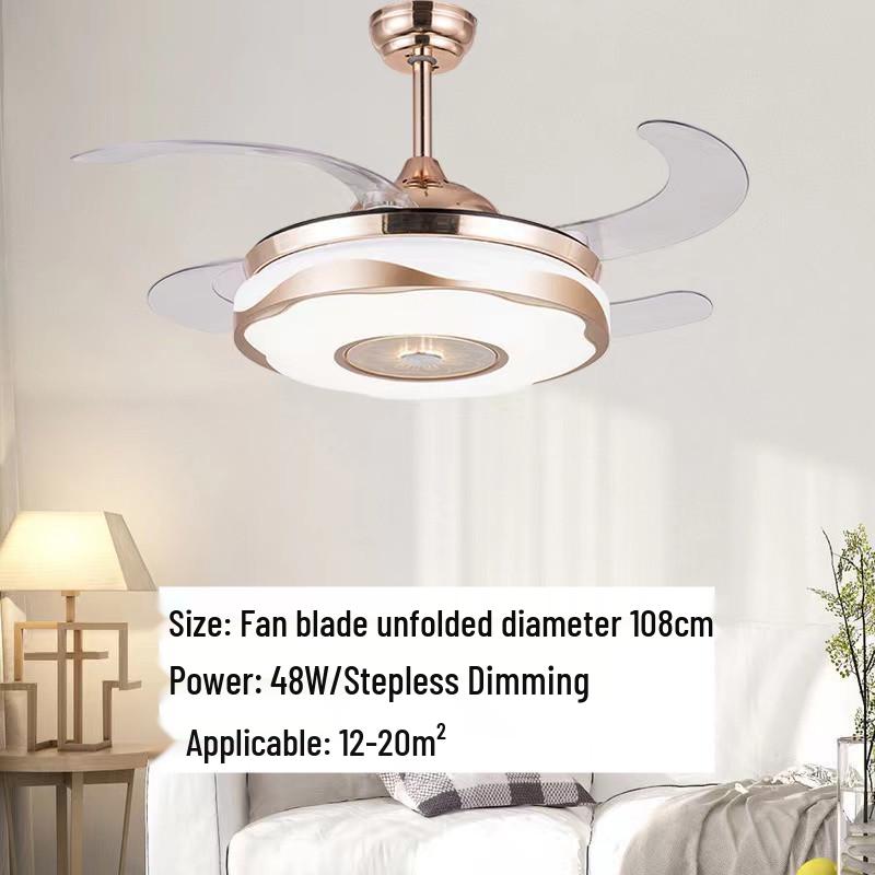 42-Inch LED Ceiling Fan with Invisible Blades for Restaurant, Living Room, Bedroom - Enhanced Airflow