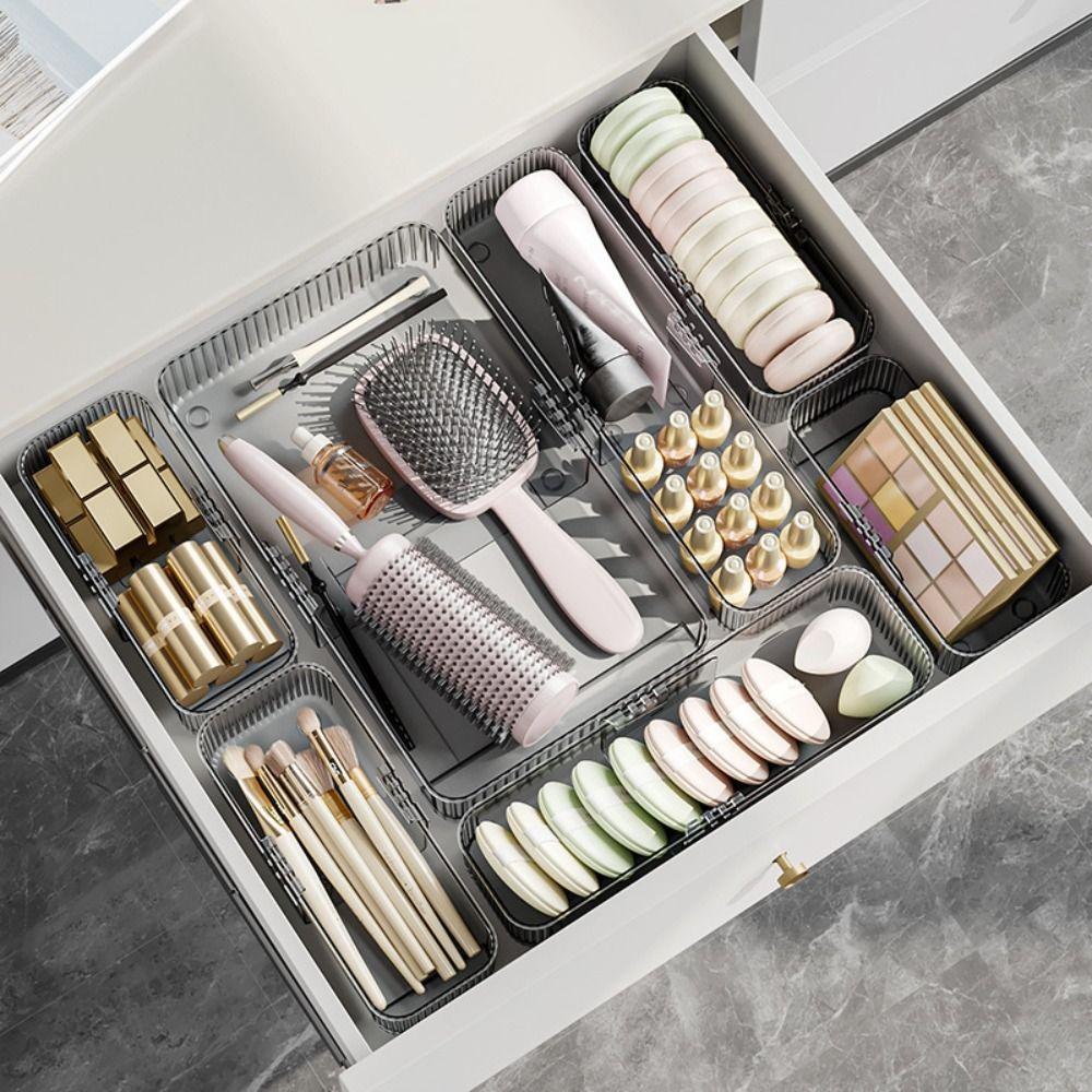 Divided Drawer Tray Transparent Drawer Storage Bin Multifunctional Divider Box