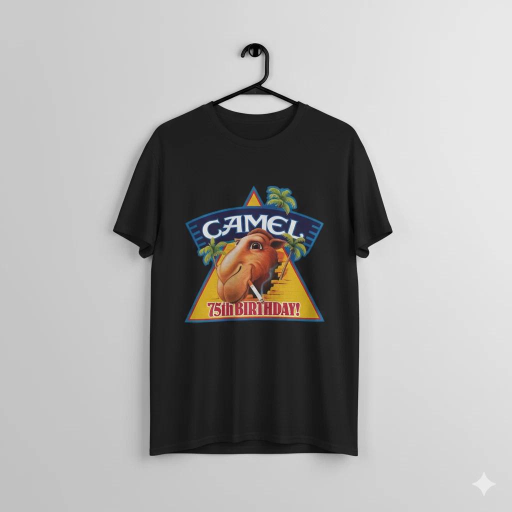 

Camel 75th Birthday Vintage Logo Graphic T-Shirt Black Retro Tee - T254 L