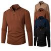 Men's European & American Knitwear: Ribbed Stand Collar, Half-Zip, Long Sleeve, Thick Pullover Sweater